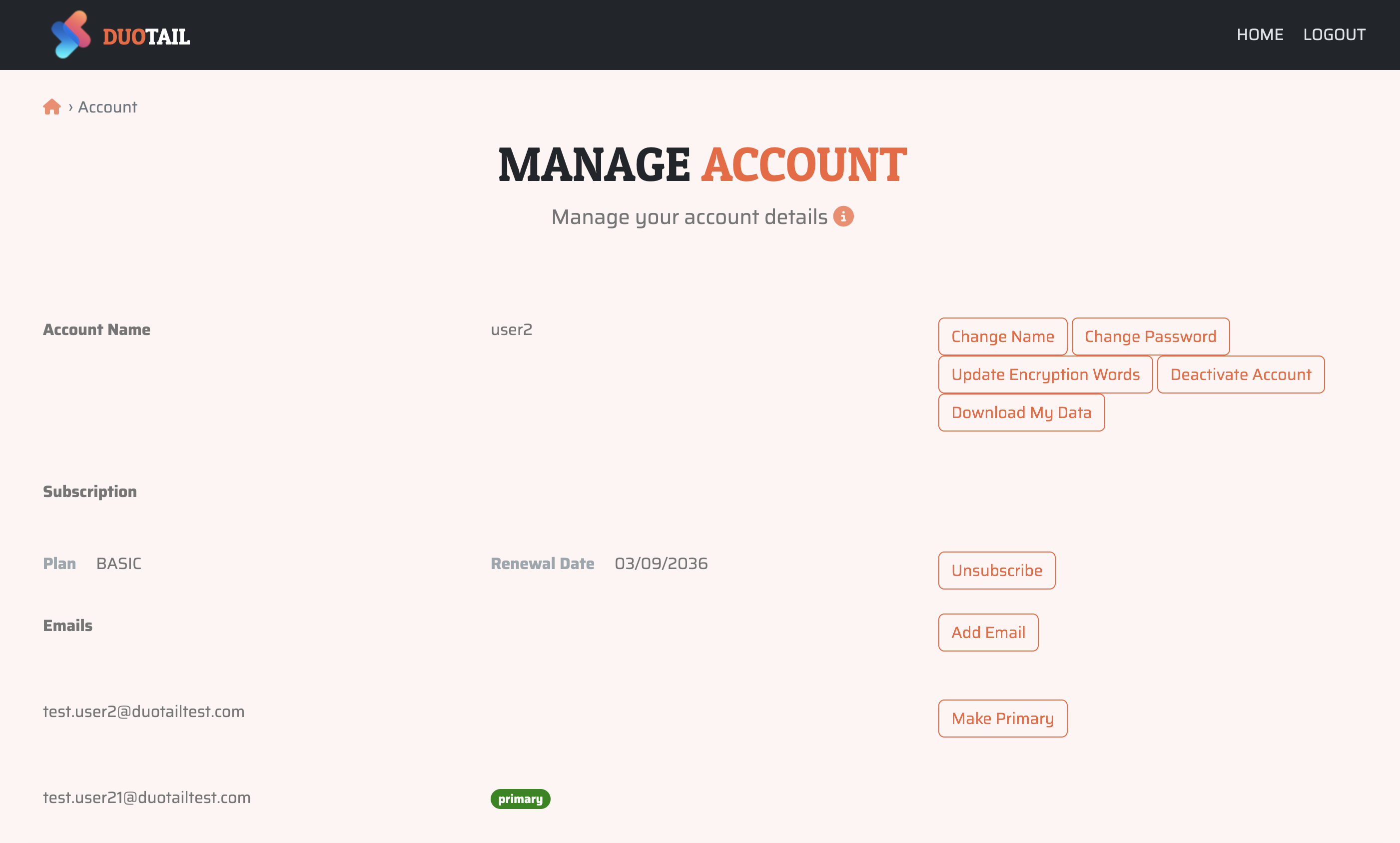 Manage Account | Duotail Document Center